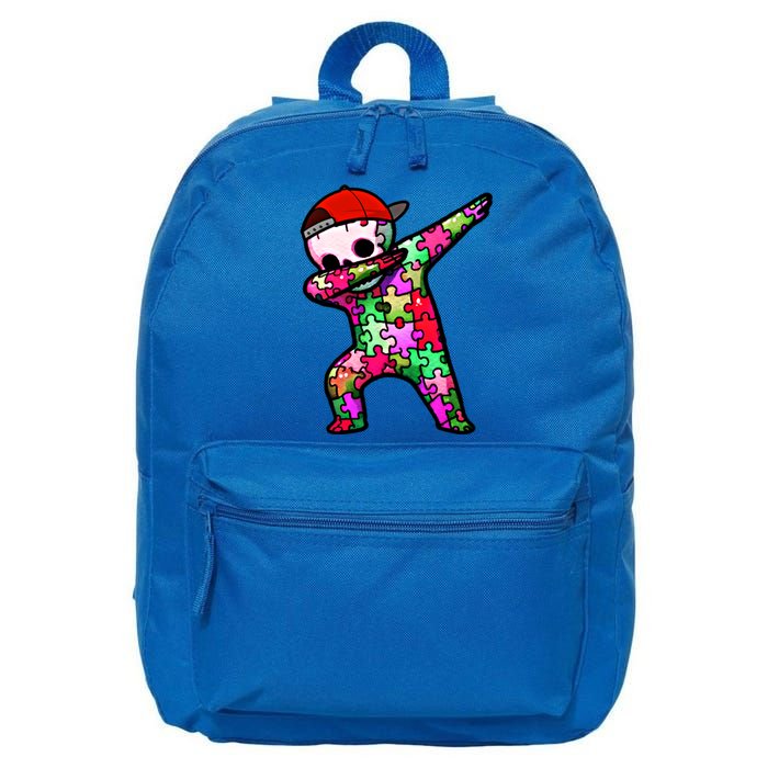 Dabbing Skeleton Autism Awareness Month Skeleton Gift 16 in Basic Backpack