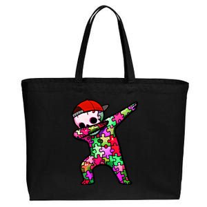 Dabbing Skeleton Autism Awareness Month Skeleton Gift Cotton Canvas Jumbo Tote