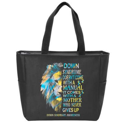 Down Syndrome Awareness Lion Survivor It Comes With A Mother Zip Tote Bag