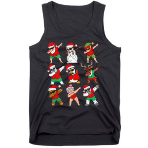 Dabbing Santa And Friends Christmas In July Xmas Tank Top