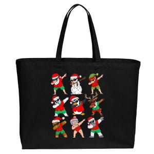 Dabbing Santa And Friends Christmas In July Xmas Cotton Canvas Jumbo Tote