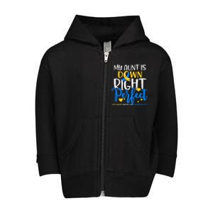 Down Syndrome Awareness My Aunt Is Down Right Perfect Toddler Zip Fleece Hoodie