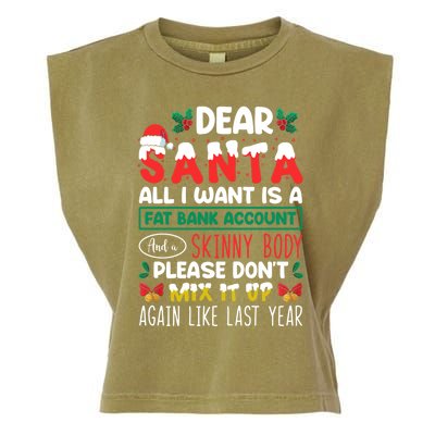 Dear Santa All I Want Is A Fat Bank Account And A Skinny Cute Gift Garment-Dyed Women's Muscle Tee