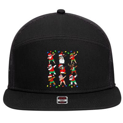 Dabbing Santa And Friends Christmas In July Xmas 7 Panel Mesh Trucker Snapback Hat