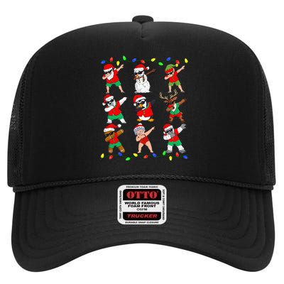 Dabbing Santa And Friends Christmas In July Xmas High Crown Mesh Back Trucker Hat