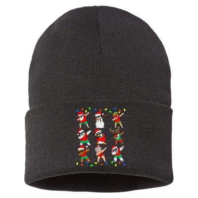 Dabbing Santa And Friends Christmas In July Xmas Sustainable Knit Beanie