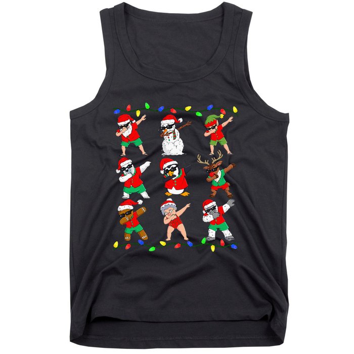 Dabbing Santa And Friends Christmas In July Xmas Tank Top