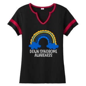 Down Syndrome Awareness Rainbow Ladies Halftime Notch Neck Tee