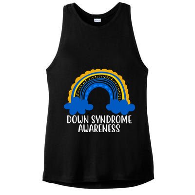Down Syndrome Awareness Rainbow Ladies PosiCharge Tri-Blend Wicking Tank