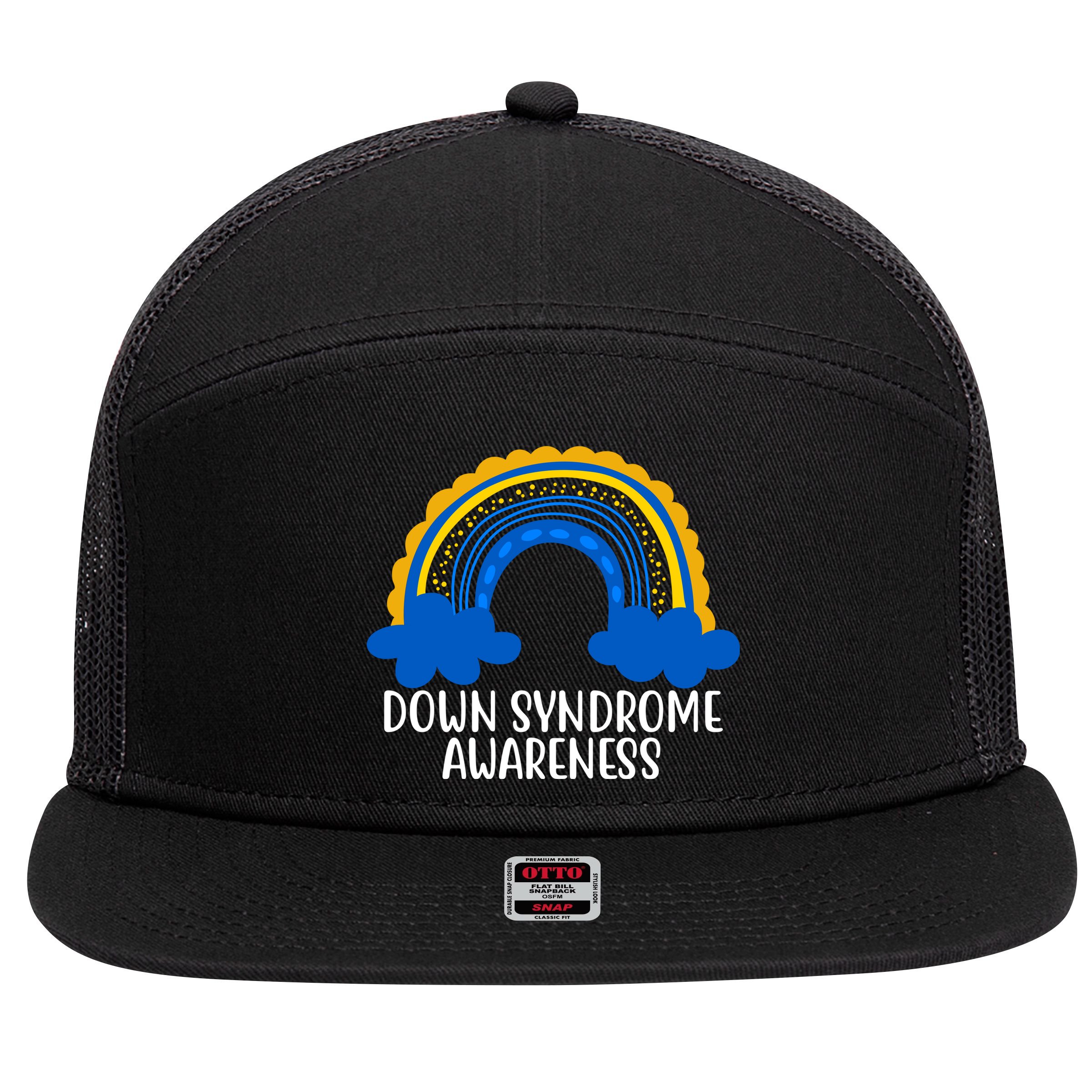 Down Syndrome Awareness Rainbow 7 Panel Mesh Trucker Snapback Hat