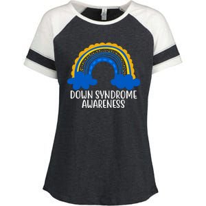 Down Syndrome Awareness Rainbow Enza Ladies Jersey Colorblock Tee