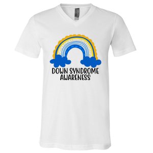 Down Syndrome Awareness Rainbow V-Neck T-Shirt