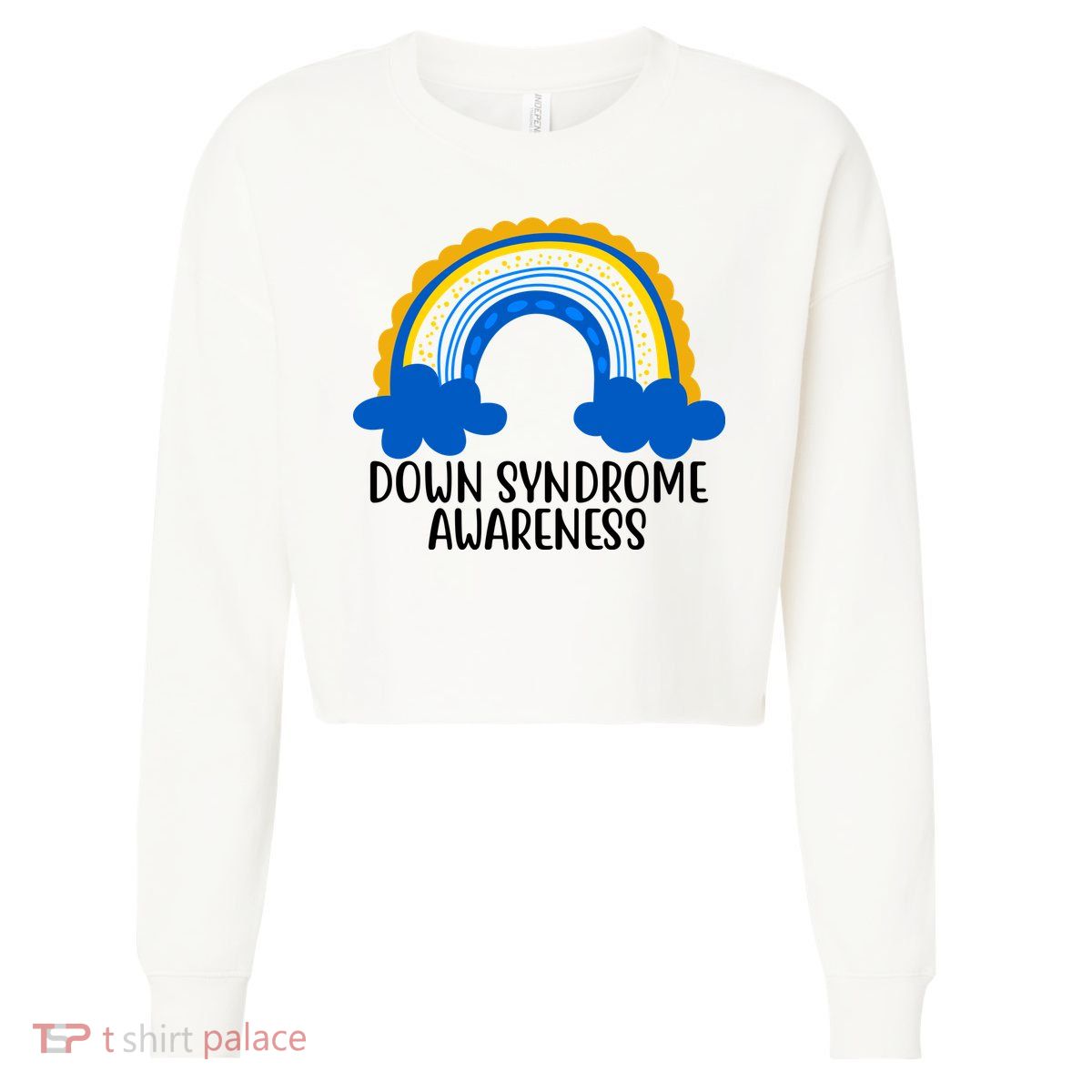 Down Syndrome Awareness Rainbow Cropped Pullover Crew