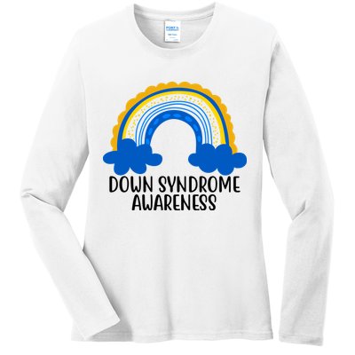 Down Syndrome Awareness Rainbow Ladies Long Sleeve Shirt