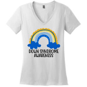 Down Syndrome Awareness Rainbow Women's V-Neck T-Shirt