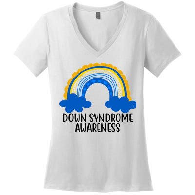 Down Syndrome Awareness Rainbow Women's V-Neck T-Shirt