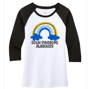 Down Syndrome Awareness Rainbow Women's Tri-Blend 3/4-Sleeve Raglan Shirt