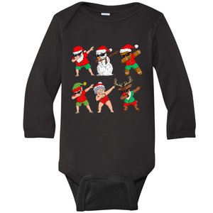 Dabbing Santa And Friends Christmas In July Xmas Baby Long Sleeve Bodysuit