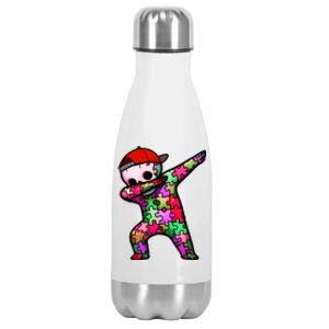 Dabbing Skeleton Autism Awareness Month Skeleton Gift Stainless Steel Insulated Water Bottle