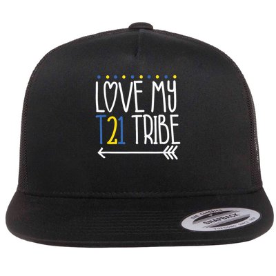 Down Syndrome Awareness T21 Day Love My T21 Tribe Flat Bill Trucker Hat