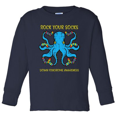 Down Syndrome Awareness Octopus Rock Your Sock Toddler Long Sleeve Shirt