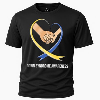 Down Syndrome Awareness Support Heart Ribbon Performance Shirt