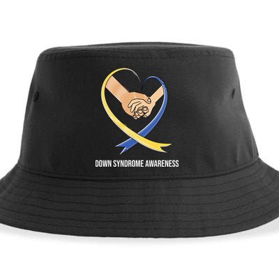 Down Syndrome Awareness Support Heart Ribbon Sustainable Bucket Hat