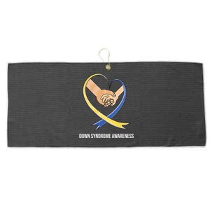 Down Syndrome Awareness Support Heart Ribbon Large Microfiber Waffle Golf Towel