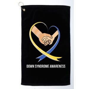 Down Syndrome Awareness Support Heart Ribbon Platinum Collection Golf Towel