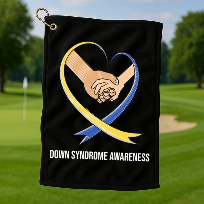 Down Syndrome Awareness Support Heart Ribbon Golf Towel