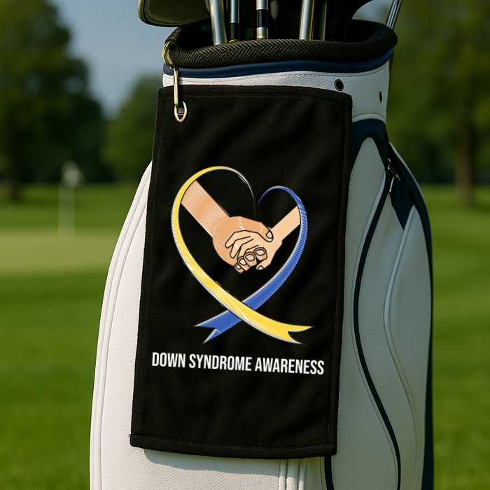 Down Syndrome Awareness Support Heart Ribbon Golf Towel