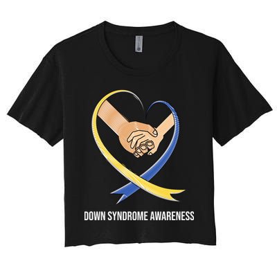 Down Syndrome Awareness Support Heart Ribbon Crop Top