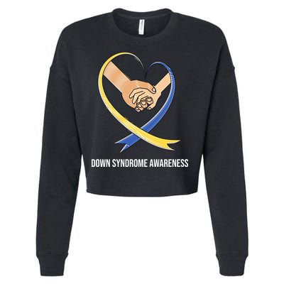 Down Syndrome Awareness Support Heart Ribbon Cropped Pullover Crew