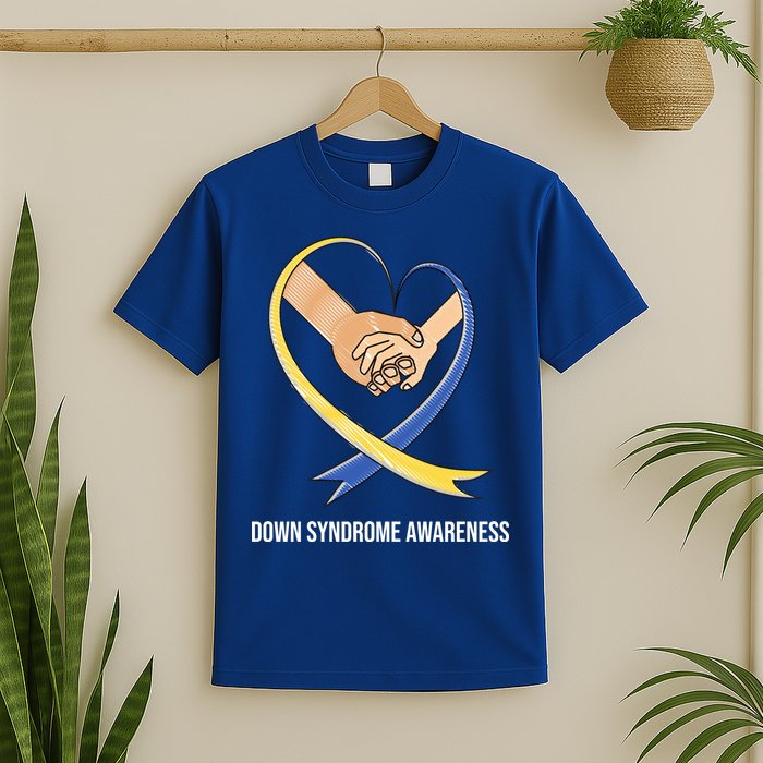 Down Syndrome Awareness Support Heart Ribbon T-Shirt