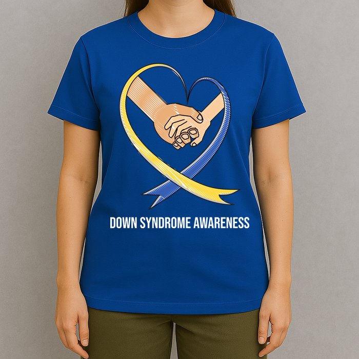 Down Syndrome Awareness Support Heart Ribbon T-Shirt