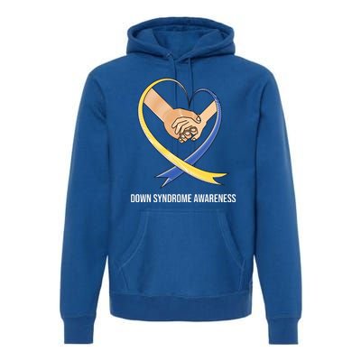 Down Syndrome Awareness Support Heart Ribbon Premium Hoodie