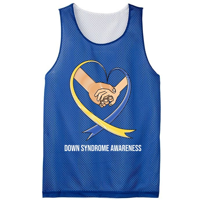 Down Syndrome Awareness Support Heart Ribbon Mesh Reversible Basketball Jersey Tank