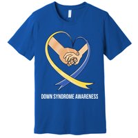 Down Syndrome Awareness Support Heart Ribbon Premium T-Shirt