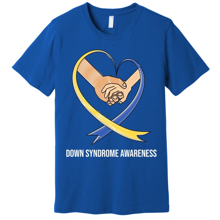 Down Syndrome Awareness Support Heart Ribbon Premium T-Shirt