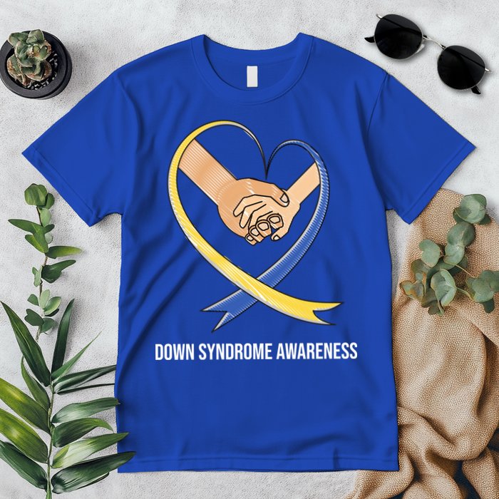 Down Syndrome Awareness Support Heart Ribbon Premium T-Shirt