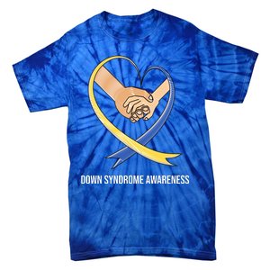 Down Syndrome Awareness Support Heart Ribbon Tie-Dye T-Shirt