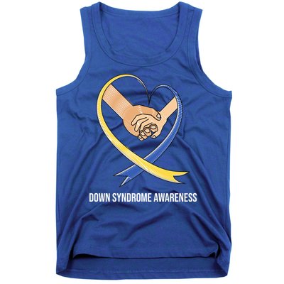 Down Syndrome Awareness Support Heart Ribbon Tank Top