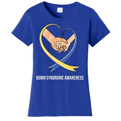 Down Syndrome Awareness Support Heart Ribbon Women's T-Shirt