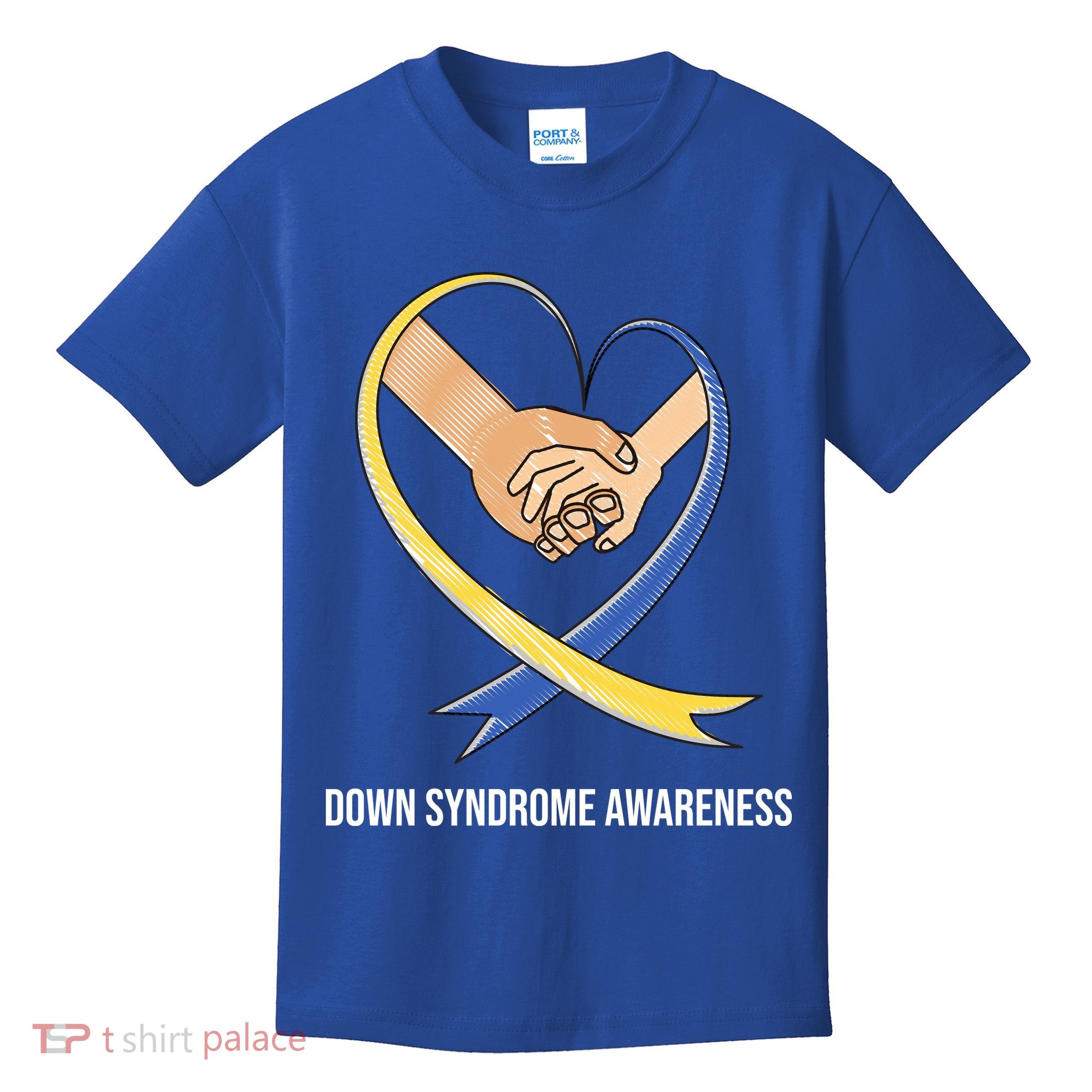 Down Syndrome Awareness Support Heart Ribbon Kids T-Shirt