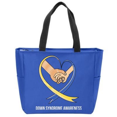 Down Syndrome Awareness Support Heart Ribbon Zip Tote Bag