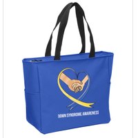 Down Syndrome Awareness Support Heart Ribbon Zip Tote Bag