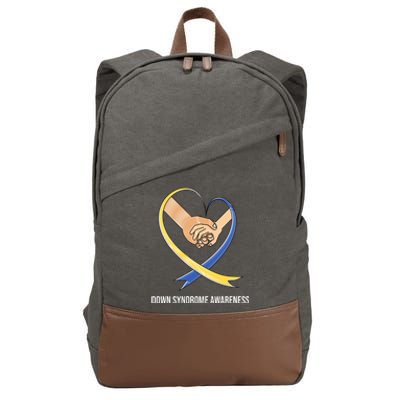 Down Syndrome Awareness Support Heart Ribbon Cotton Canvas Backpack