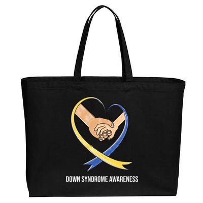 Down Syndrome Awareness Support Heart Ribbon Cotton Canvas Jumbo Tote