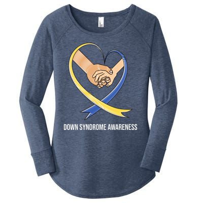 Down Syndrome Awareness Support Heart Ribbon Women's Perfect Tri Tunic Long Sleeve Shirt