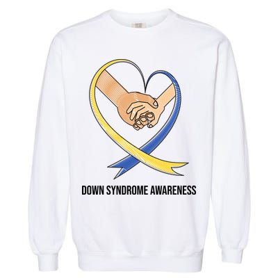 Down Syndrome Awareness Support Heart Ribbon Garment-Dyed Sweatshirt